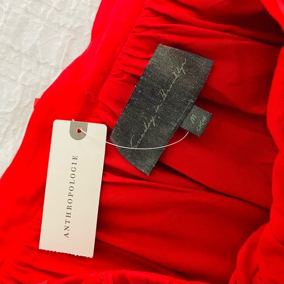 Anthropologie | Sunday in Brooklyn | Midi Skirt | Red | NWT | 3D Petal w Lining - Picture 7 of 16